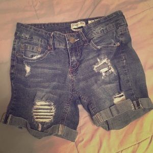 Ripped jean shorts